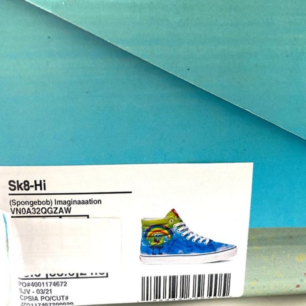 Vans SpongeBob SquarePants Collaboration SK8-Hi Blue Men's High Tops VN0A32QGZAW - Picture 10 of 10